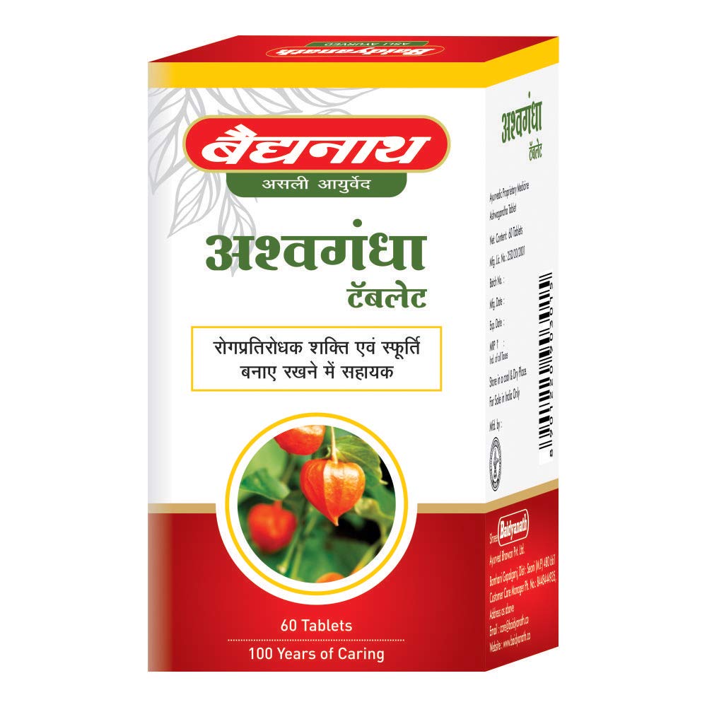 Baidyanath Asli Ayurved Ashwagandha Tablets 60pcs X Pack Of 3 for Strength Energy Immunity Boost