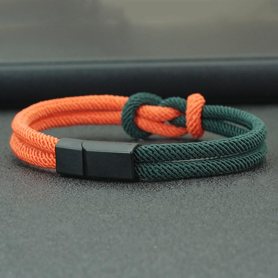 New Handmade Color Blocking Design Braided Knot Bracelet For Men A Grade 4mm Ethnic Rope Braslet Perfect Gift For Boyfriend