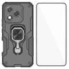 For Honor 400 Lite Phone Case WANLONFENG PC TPU Back Cover Kickstand with Tempered Glass