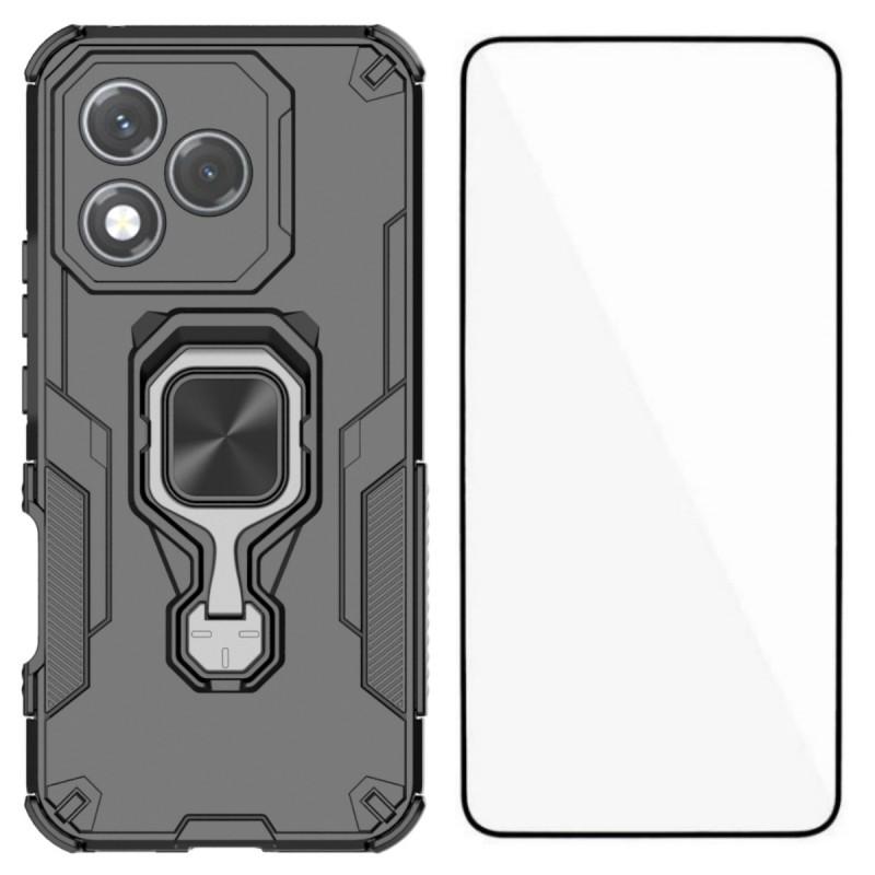For Honor 400 Lite Phone Case WANLONFENG PC TPU Back Cover Kickstand with Tempered Glass