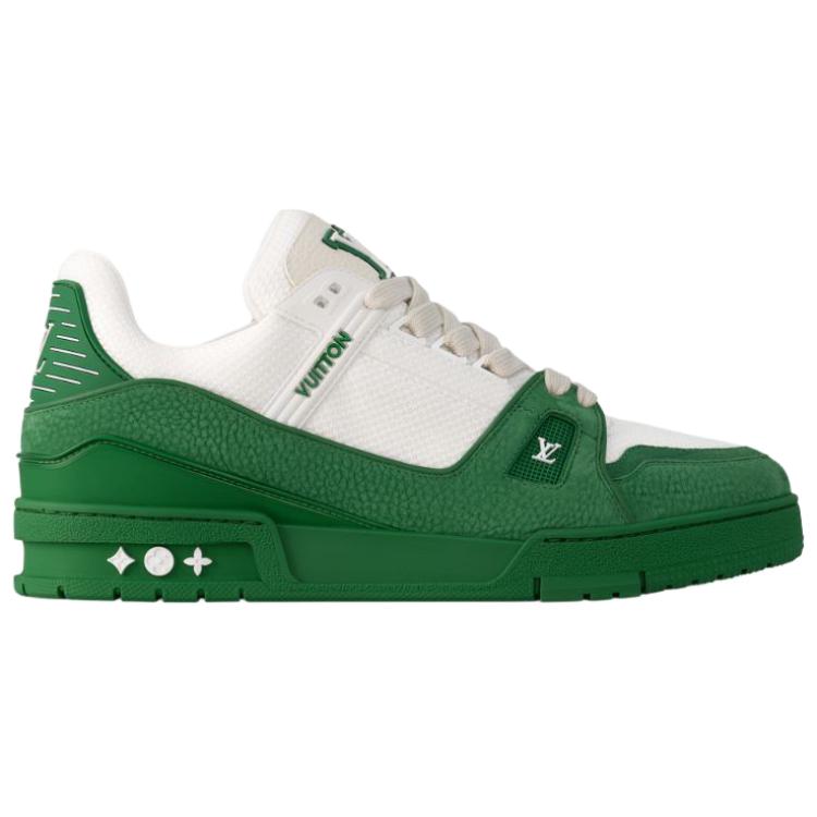 LOUIS VUITTON Trainer Cow Leather Low top Skateboard Shoes Men's Green 1AHTKY