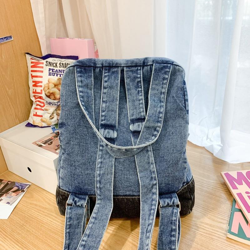 Schoolbag new street trend retro denim backpack lazy style shopping light shoulder cross tote bag