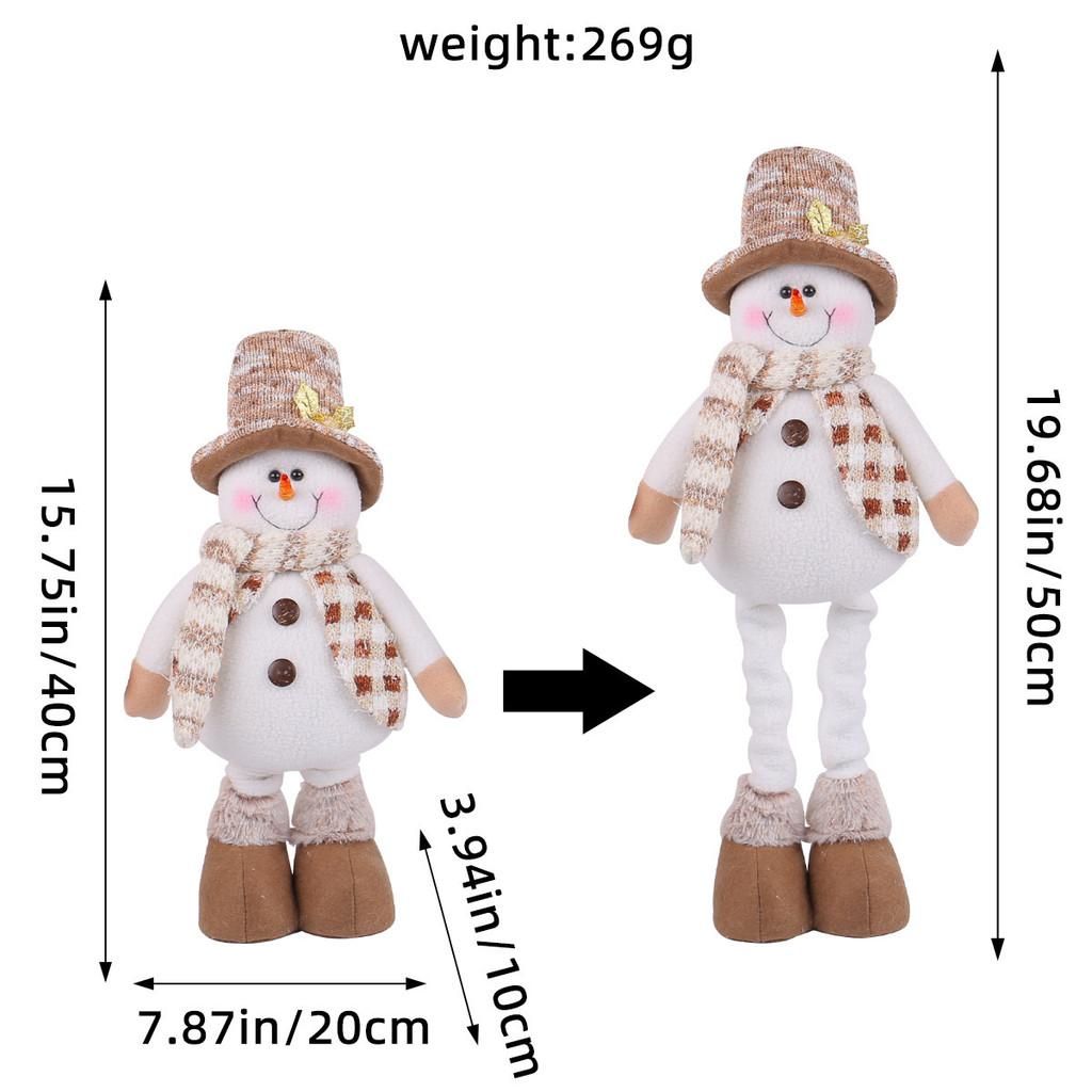 Christmas Snowman Plush Toy With Stretching Design For Holiday Decor And Gift