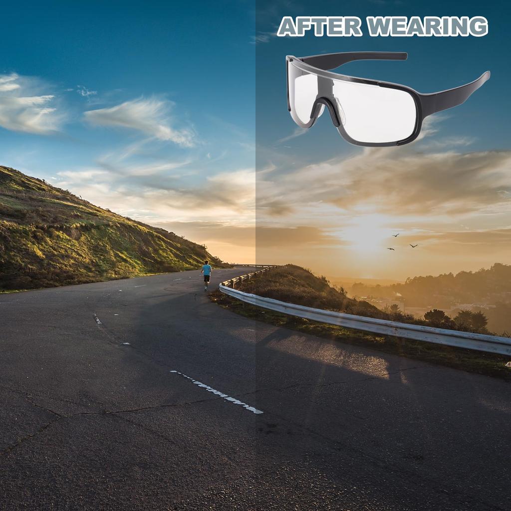 Sports Sunglasses for Polarized for Black [uxcell] Men, Lenses, Cycling, Hiking, Driving, Fishing, Running, Frame, Clear/Gray