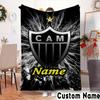 Custom Name Atletico Football Emblem Throws Blanket Flannel Blankets for Couch Bed Gifts for Men Women Picnic Blanket Christmas Fan Gifts