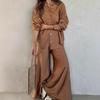2025 European & American Casual Autumn/Winter Breathable Shirt & Loose Wide-Leg Pants Set