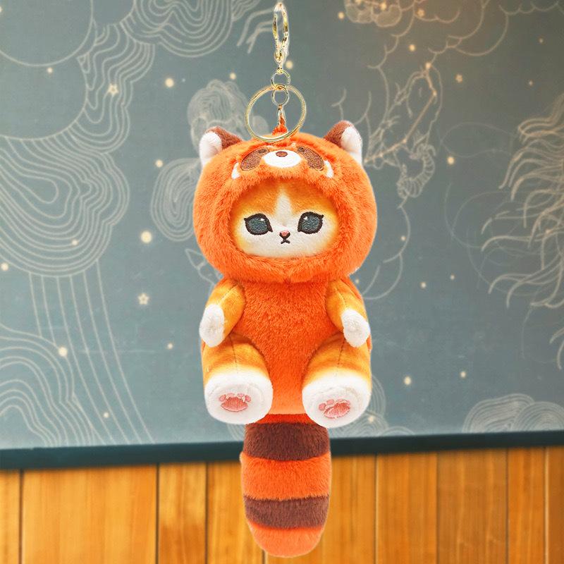 Creative Cute Cartoon Cat Keychain Pendant Cross-Dressing Doll Backpack Decoration Stuffed Animals Plush Playthings Keychains kid Presents