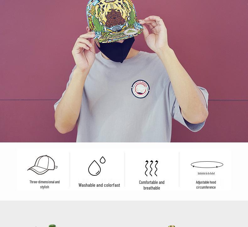 Unisex Hip Hop Flat Brim Duckbill Cap: Übergroße Streetdance- & Skateboarding-Mütze