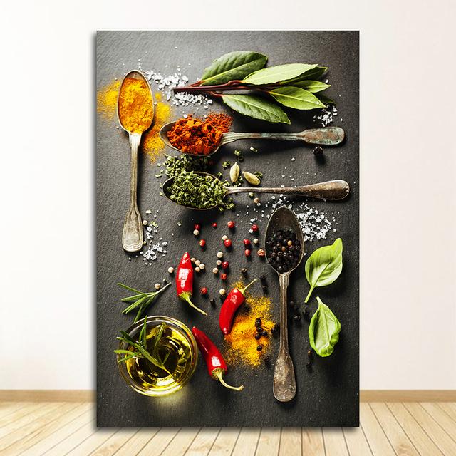 Lebensmittel, Körner, Gewürze, Poster und Drucke, Wandkunst, Bilder für Wohnzimmer, Gewürze, Paprika, Küche, Dekoration, Leinwandgemälde