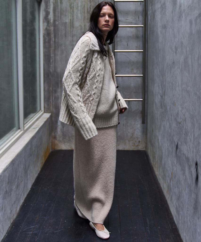 GRIDAJ Mohair Jacquard Round Neck Pullover