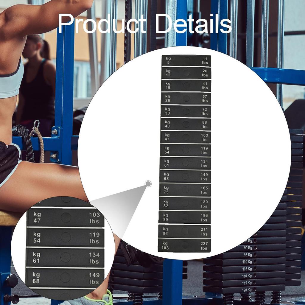 Weight Stack Labels Sticker 15 Pounds 7 Kg Increment Attachments Decal Accessories for Indoor Gym
