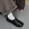 Cowhide Version~ Retro Niche Flat Shoes, One-pedal Pig's Trotters Split-toe Shoes, Women's Autumn and Winter Velvet Single Shoes, Small Leather Shoes
