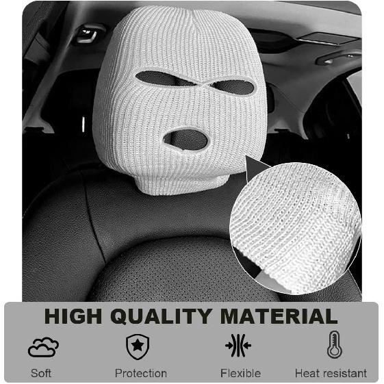 2 PCS Car Headrest Cover, Personalized Funny 3 Hole Auto Seat Full Face Mask Headcover, Ski Mask Wrap Protection for Front Seat Head Rest Decoration,
