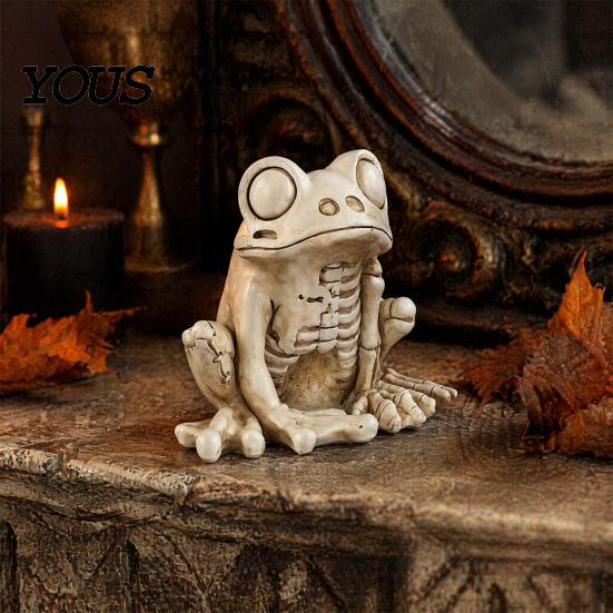 Halloween Horror Props Skeleton Frog Figurine, Resin Animal Bone Statue for Bar Haunted Realistic Decor House, Spooky Gothic Ornament, Trick or Treat