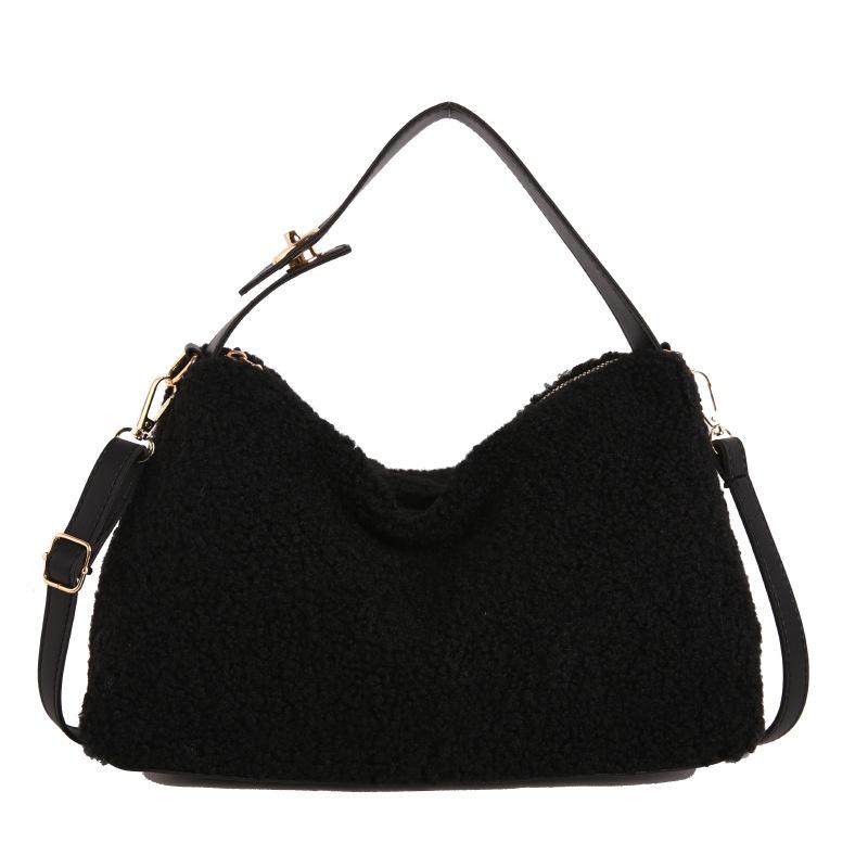 Lamb Wool Bag Women'S Fashion Retro Shoulder Messenger Bag Niche Design Tote Bag