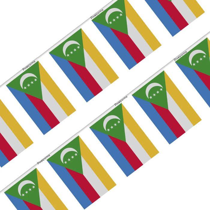 Guirlande Drapeau - Comores - 50 Pièces - 14 X 21 Cm - Polyester - Extérieur