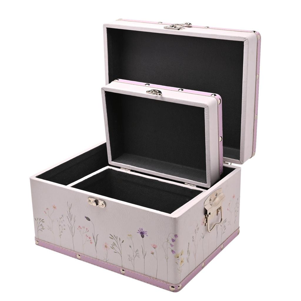 Love Story Wildflower Set of 2 Wedding Keepsake Luggage Boxes
