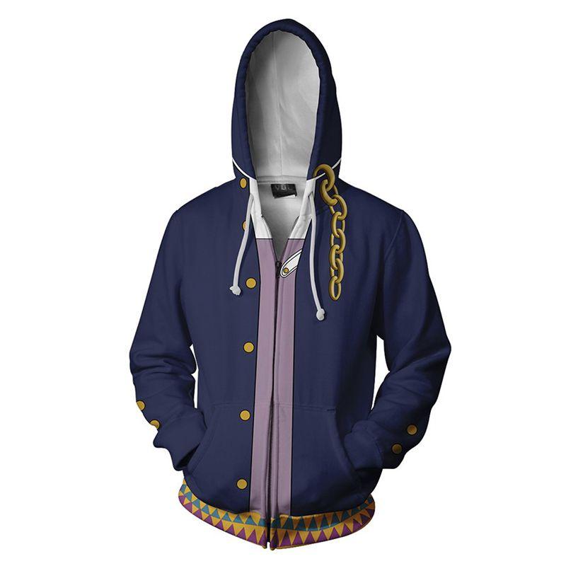

Jojos Bizarre Adventure Cosplay Hoodie Mens Stylish Zipper Jacket With Long Sleeves XL