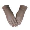 Solid Color Women Leather Gloves PU  Gloves Fashion Full Finger Mittens  Outdooor
