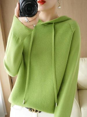 Osmanthus Knit Hoodie Women's Versatile Autumn/Winter Layered Top