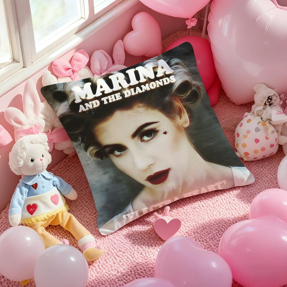 Music Album M-Marina the diamonds Pillow Case Soft Plush Fabric Double-Sided Printed Cushion Cover Warm Winter Sofa Pillow Case