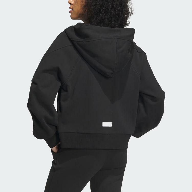 Adidas Verbiage Full-Zip Hoodie Letter Embroidery Sports Jacket Women Hoodies Black IZ4570