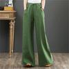 Casual Cotton and Line Plus Size Women Wide Leg Pants Korean Fashion Spring Summer Loose High Waist Pants Ladies Solid Color Elegant Trousers 1097