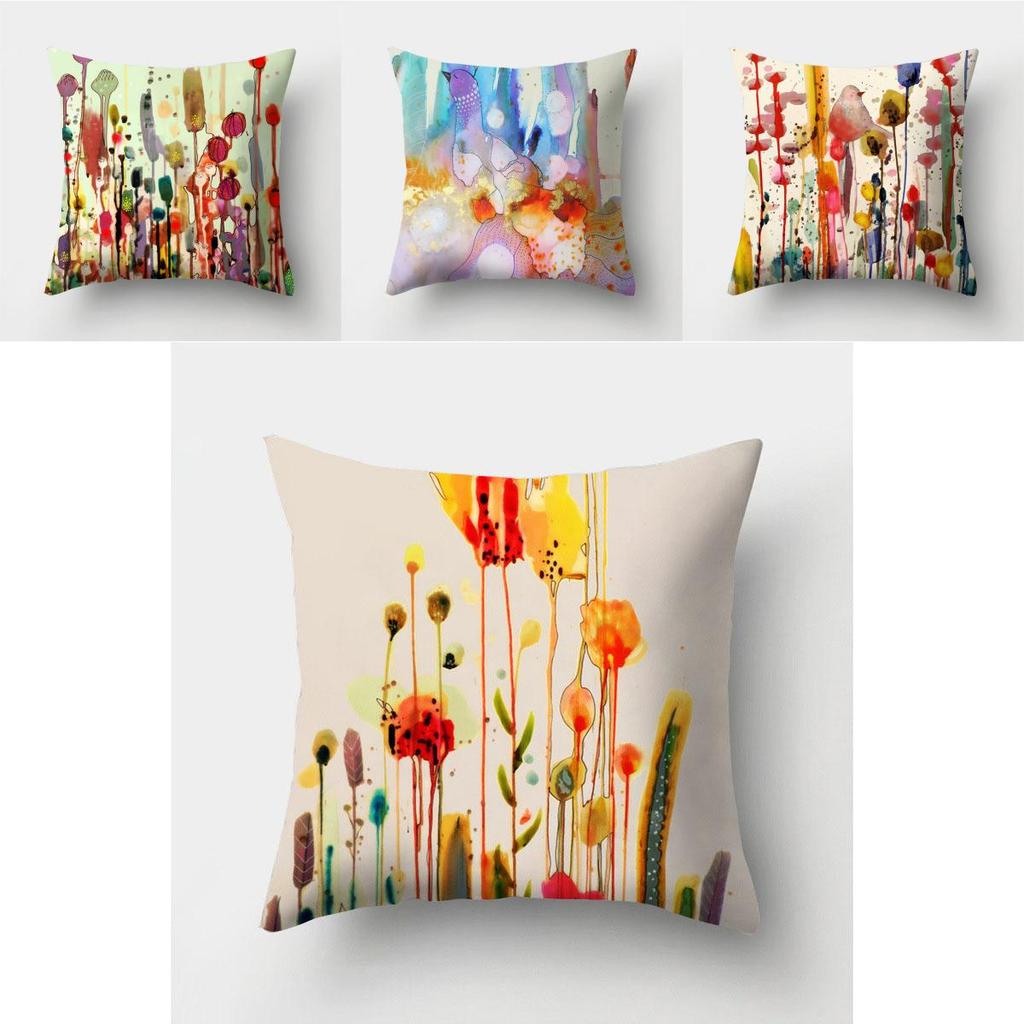 Stunning Bird Flower Pillow Case With Watercolor Design For Stylish Living Room Decor