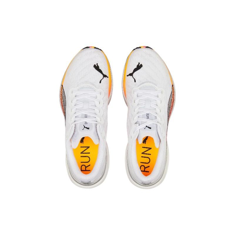 Puma Deviate Nitro 2 Mens Low Top Marathon Running Shoes White Black Yellow 376807-04