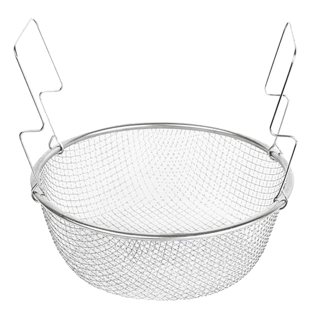 

3 Sizes Round Stainless Steel Mesh Strainer Basket Kitchen Food Strainer Round Mesh Basket Mesh Sifter for Fried Food Vegetable 18cm