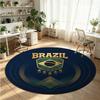 Brazil Football Printed Round Crystal Velvet Rug Soft Non Slip Floor Carpet For Bedroom Holiday Gift