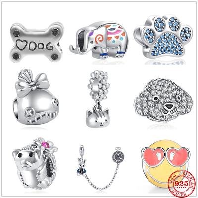 2023 New Elephant Dog Hedgehog Fasion Bead Fit Original Fasions Charms Silver 925 Bracelet Necklace Diy Trinket Jewelry