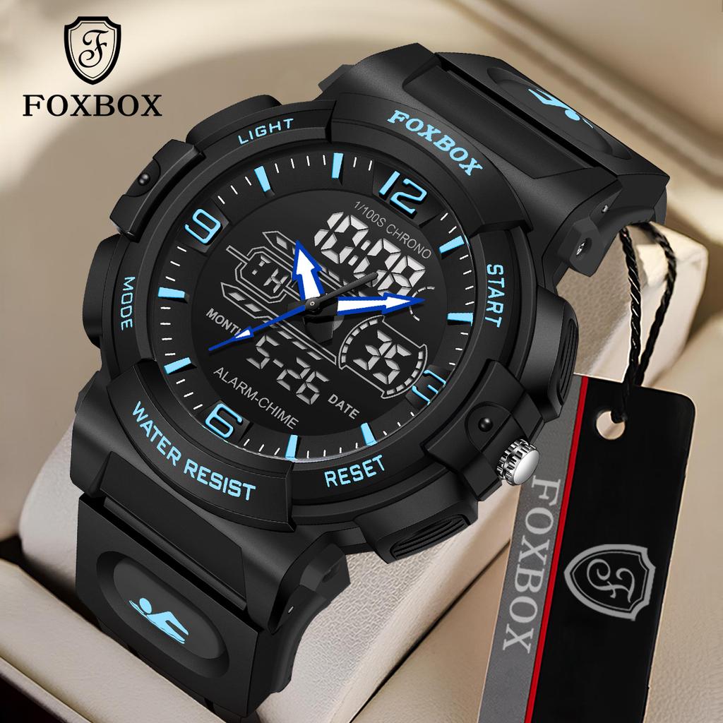 Man Dual Display Quartz Watch for Kids Waterproof Sport Children Anti-Shock Boy Digital Wristwatches+Gift Box