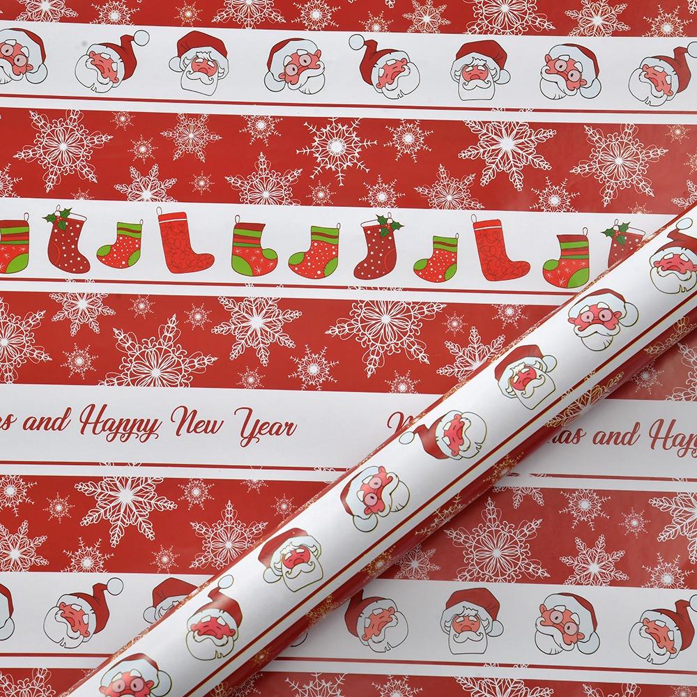 Fashion 50x70cm Packaging Paper Snowman/Santa Claus DIY Christmas Decoration Colorful Craft Wrapping Paper Sheets Roll Gift