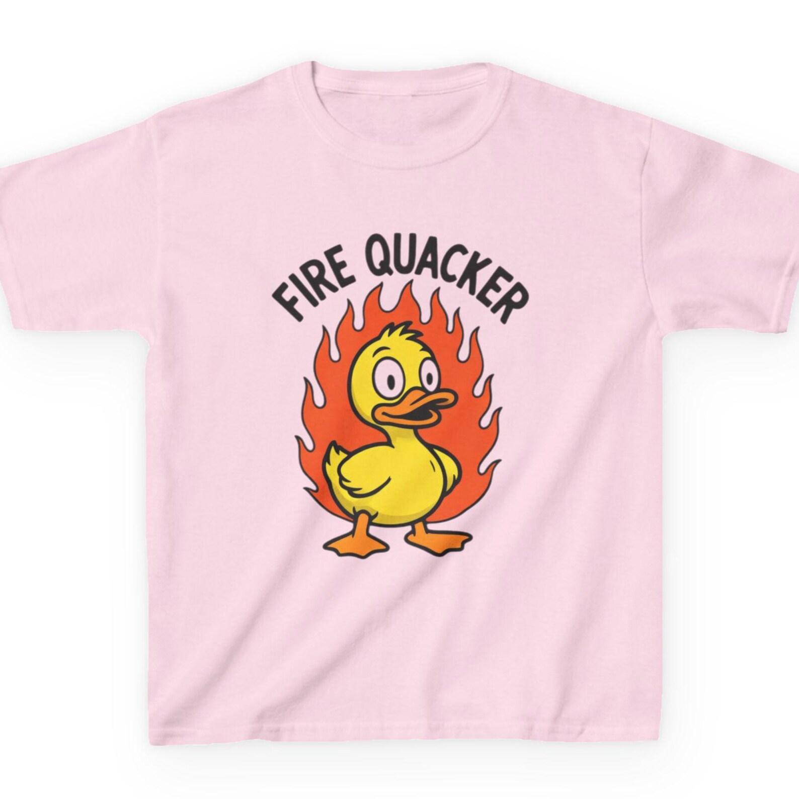 Fire Quacker Duck Kids Tee | Funny Flaming Duck Graphic Shirt 140