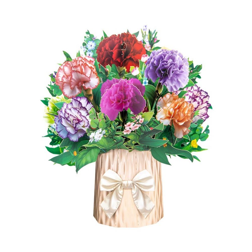 1 Set 13.8inch Holiday Cards Bouquets Foldable Party Invitation Cards Three-dimensional Large Display Tables Handmade Card Gifts