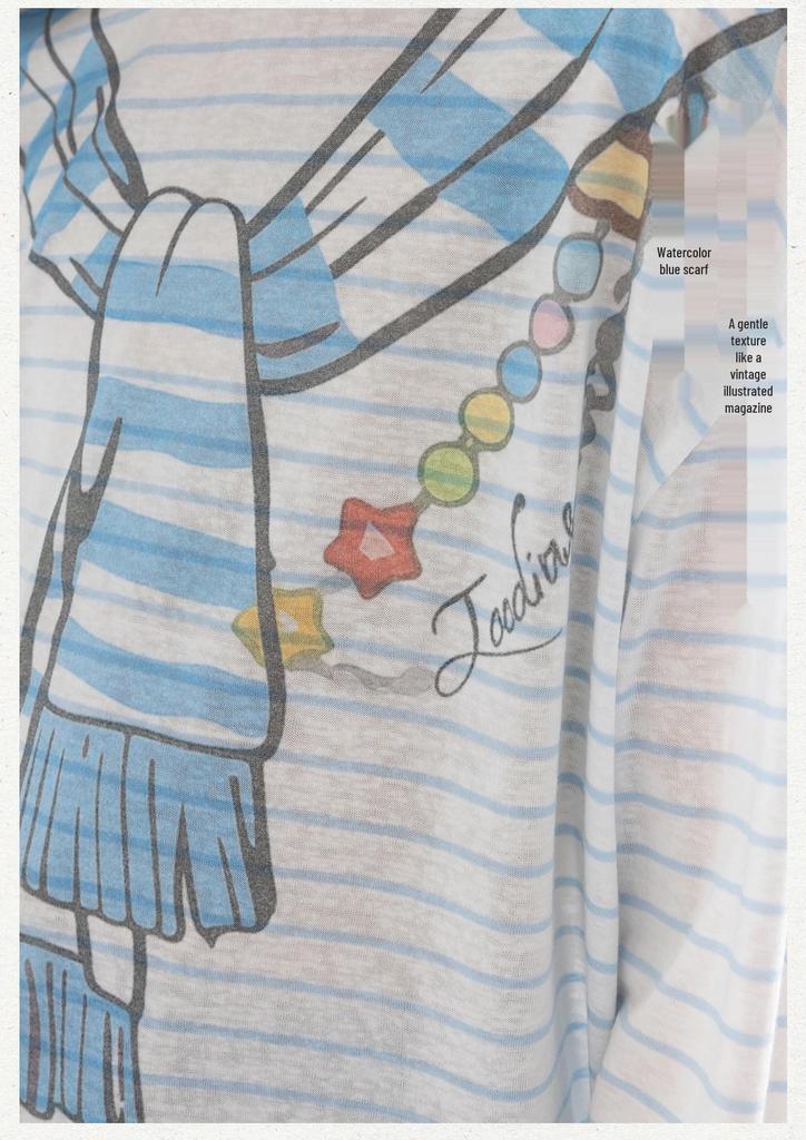 Girls' Fun Print Striped Lyocell Cardigan - Lightweight, Ice-Fresh, Loose Fit, Long Sleeve