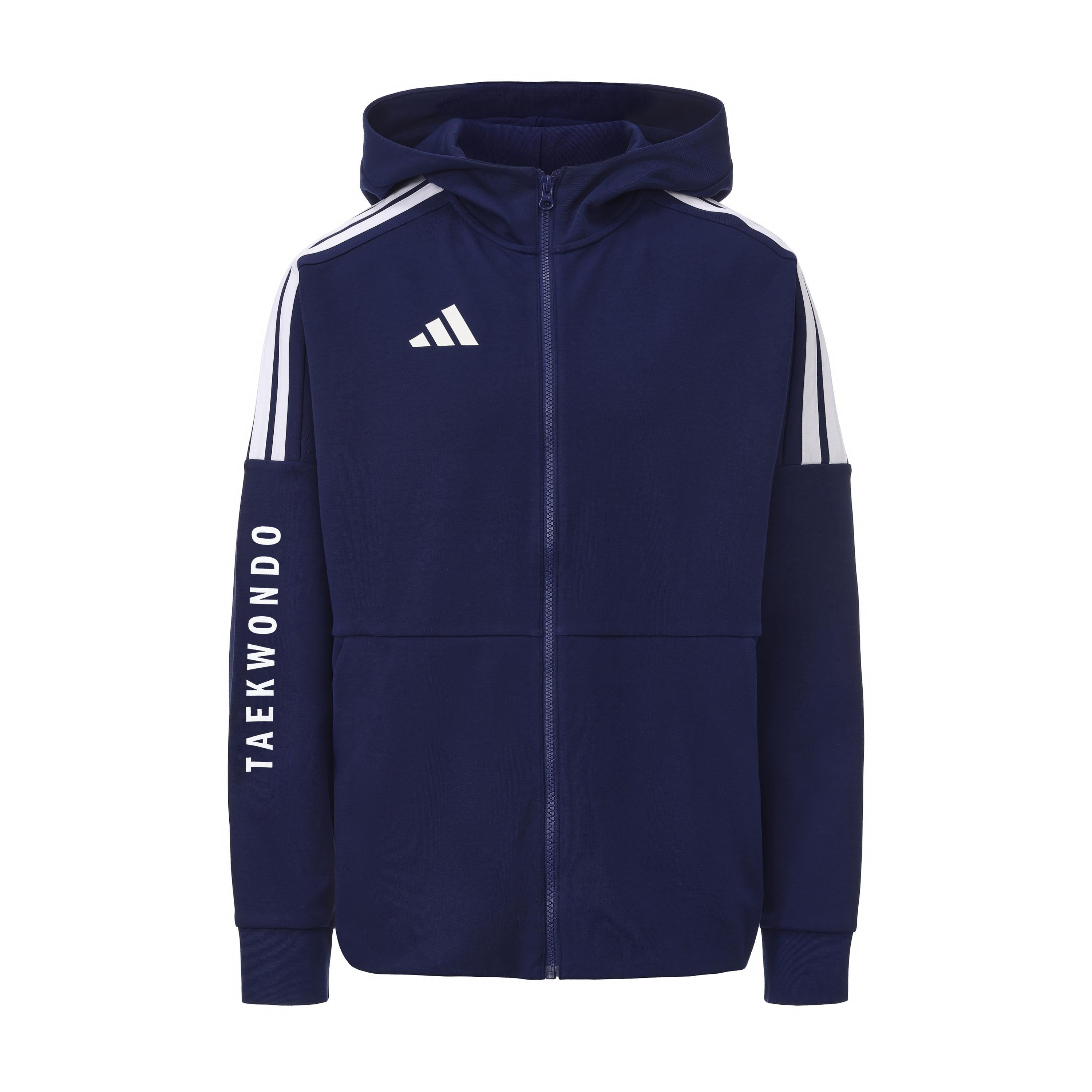 Adidas Taekwondo Series 3-Stripes Casual Versatile Retro Classic Striped Jacket Sports Style Hooded Jacket Unisex Jacket Dark-Gray CLTR02JTK-DBW S