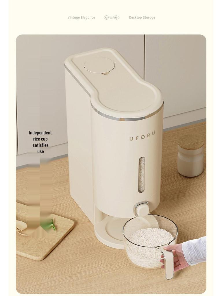 Milky White Rice Storage Container - Moisture & Insect-Proof, Food-Grade Sealed Bucket for Coarse Grains