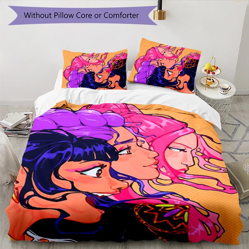 KPOP Hunter Juego de Cama de 3 Piezas Funda Nórdica Cierre Incluye 1 Funda Nórdica y 2 Fundas de Almohada para Todas las Estaciones Dormitorio Hogar Decoración de Dormitorio Universitario