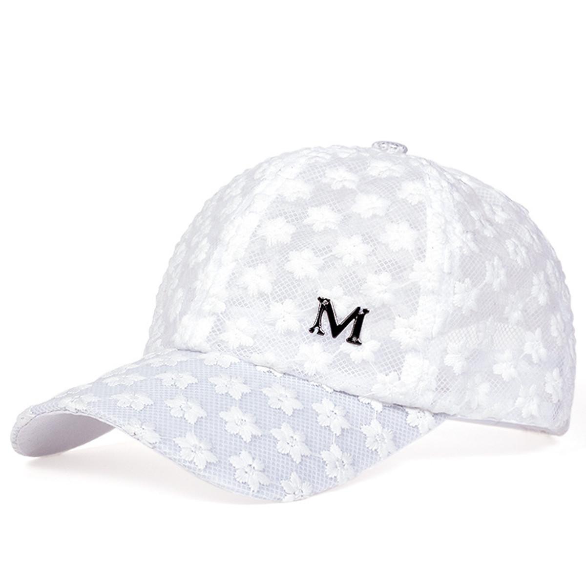 

Unisex M Label Lace Breathable Baseball Net Caps Hip Hop Cap Spring Summer Outdoor Adjustable Casual Hats Sunscreen Hat білий