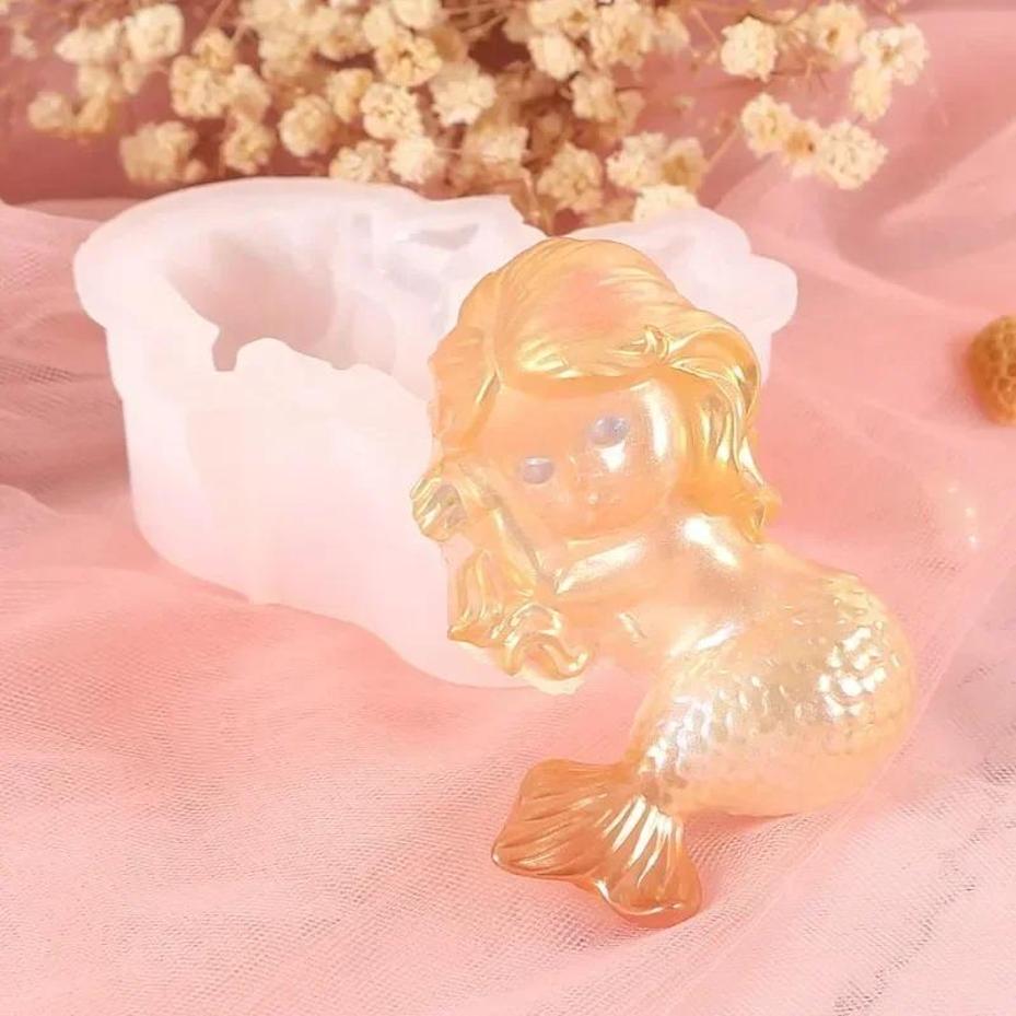 Cute Small Cartoon Sleeping Mermaid Silicone Molds Chocolate Fondant Mould Handmade Soap Mold Mermaid Cake DIY Angel Craft Art