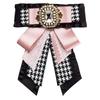European and American Multi-Layer Grosgrain Bow Brooch with Diamond Accents