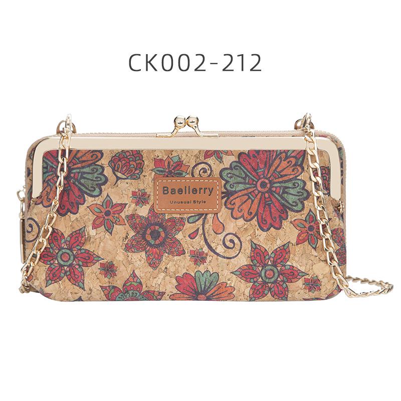 Baellerry Women's Long Purse Fashion Cell Phone Bag Printed Wallet with Metal Chain Multifunctional Crossbody Bag