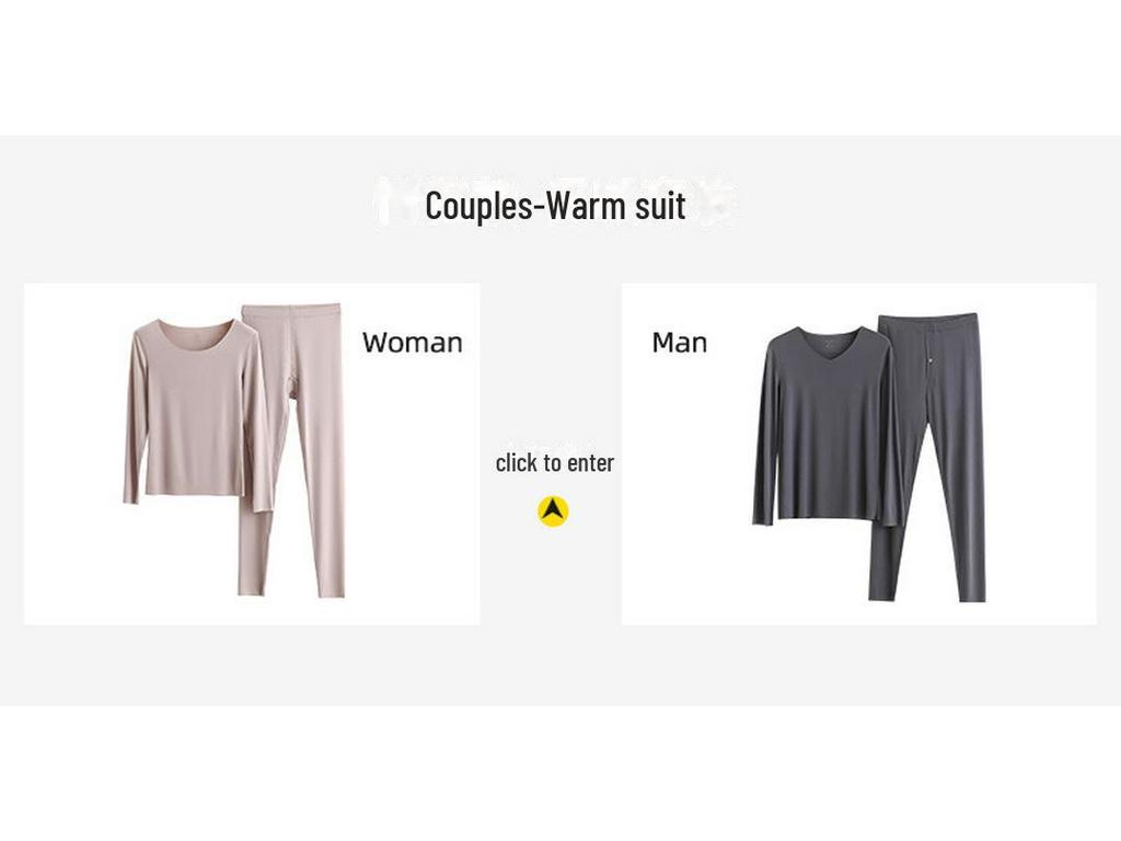 Men's V-Neck Thermal Underwear Set – Modal Autumn Top and Pants 