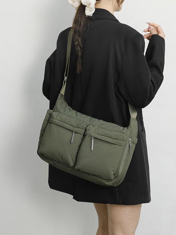 Unisex Herbst/Winter Nylon Umhängetasche - Große Kapazität, Baumwollgepolstert, Weiche Schultertasche für den lässigen Pendelverkehr