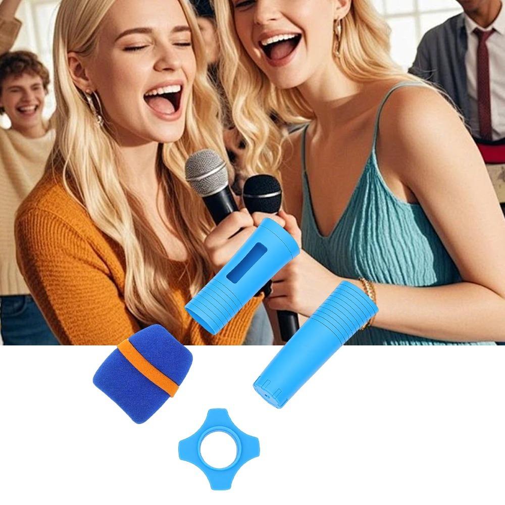 with Windscreen Anti Slip Ring Microphone Handle Sleeve Mic Protection Cover  for KTV Home Karaoke