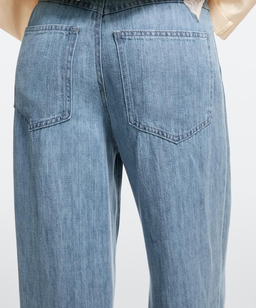 Masimodutti 100% Linen High-Rise Barrel Fit Jeans