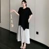 Dámské ležérní volné dlouhé letní šaty s krátkým rukávem, bavlněné vintage, nové, plus size