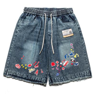 Moda Estate Pantaloncini di Jeans Uomo Vita Elastica Pantaloncini Casual Abbigliamento Maschile